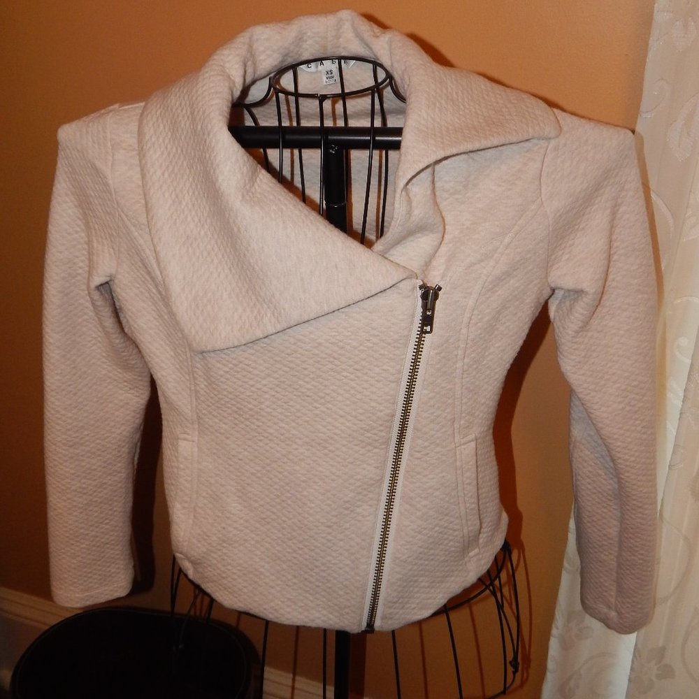Ladies Cabi Zippered-Front Jacket - Size XS - Long Sleeve - Beige